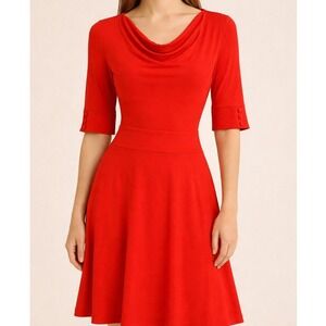 Banana Republic Orange Cowl Neck Elbow Sleeve Sheath Dress Size 4